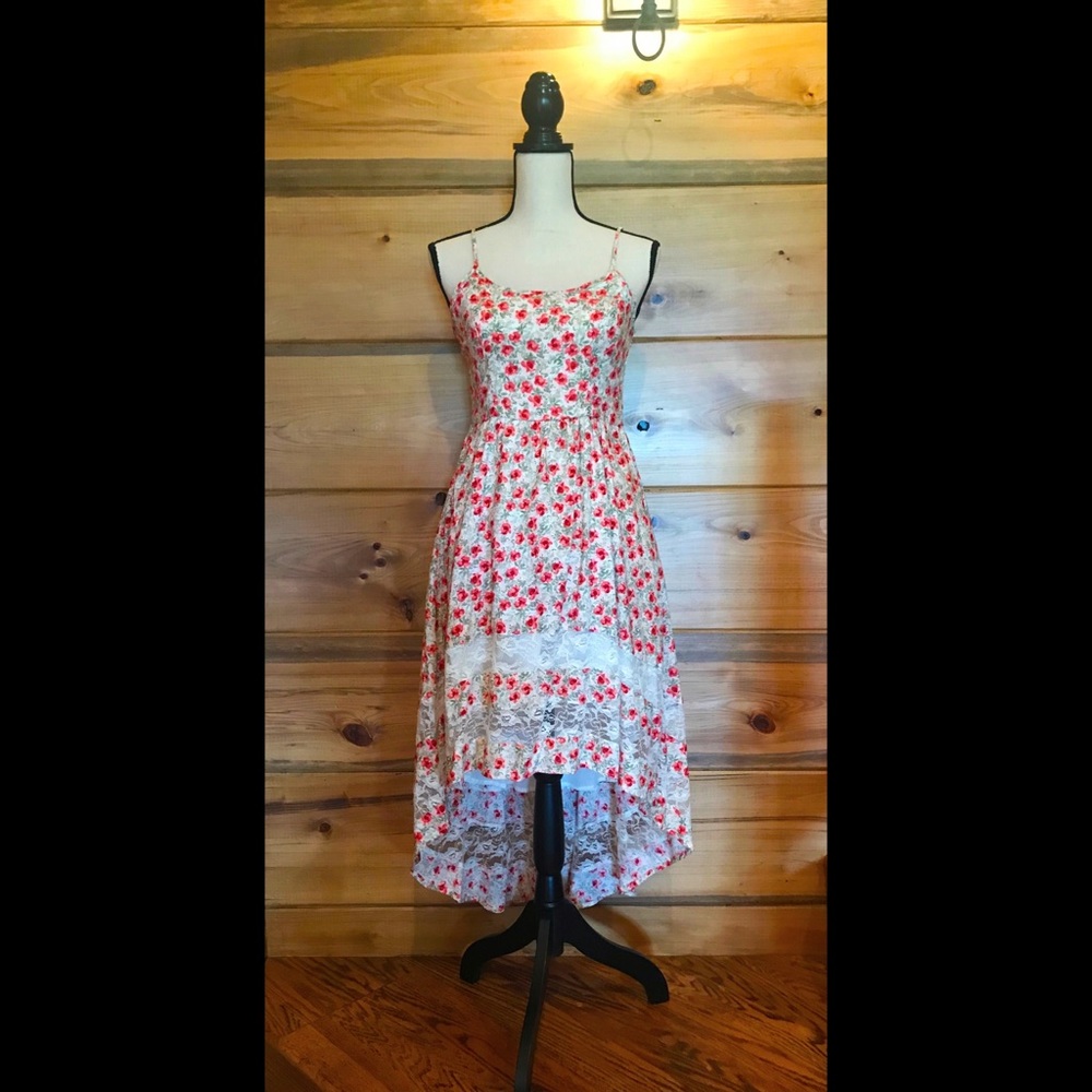 Flower Print High-Low Dress